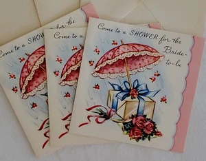 3 biglietti vintage metà secolo 1955 INUTILIZZATI inviti doccia sposa con buste - Foto 1 di 10