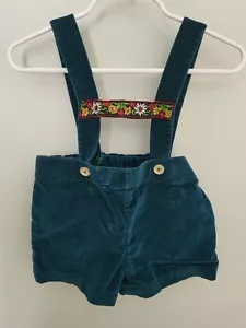 IMP Vintage grüne Shorts Strampler Overall bestickt Kleinkind 2T Samt St. Patty's - Bild 1 von 6