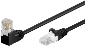 1 m - Goobay CAT 5e Patchkabel 1x 90° gewinkelt, U/UTP, Schwarz - Bild 1 von 5