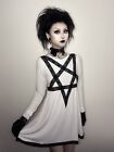 Dark Gothic Lace Pentagram White Soft Long sleeves Dress SIZE M