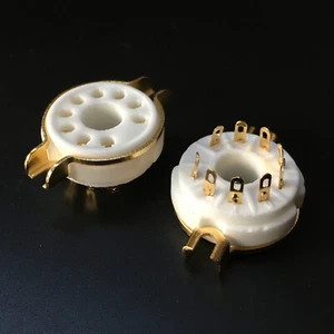 2 pz prese tubo aspirapolvere in ceramica oro 9 pin base valvola per EL504 EL519 audio fai da te - Foto 1 di 7