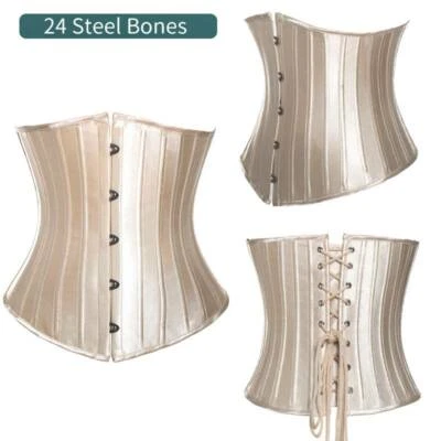 Mujeres Satén Gótico Bustier Top Con cordones Bajo el Busto Cintura Entrenamiento Corsé Sexy Plus Foto 1 de 4