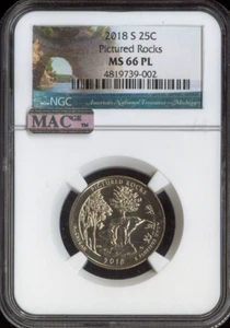 2018-S Pictured Rocks Quarter NGC MS66 PL Auction - Picture 1 of 2