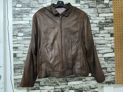 CHAQUETA ESTILO BOMBER DE CUERO SUAVE FORRADA DE COLECCIÓN NEIMAN MARCUS PARA HOMBRE TALLA 44 Foto 1 de 4