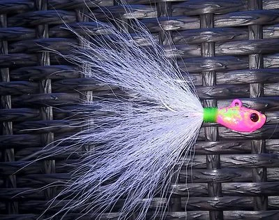 T&A JIGS 1 Ultra Minnow Bucktail Jig PINK WHITE CHARTREUSE + 1 SPRO SWIVEL STRIPER Jigs