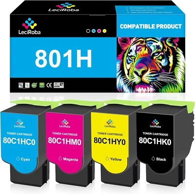 For Lexmark 801H 4-Color Combo Pack Toner CX310 CX410 CX510 High Yield - NEW - Image 1 of 4