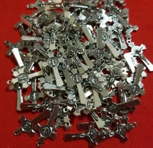  LOT OF 90 St Benedict Cross Stainless Steel  Catholic Jesus Crucifix Pendant  - Picture 1 of 6