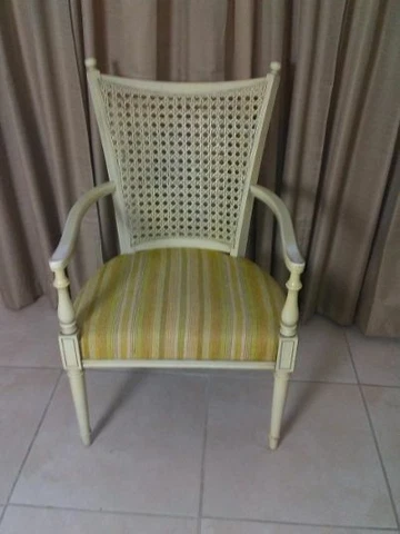 Mid Century Side Chair Wood Frame Cane Back Upholstered Seat Statesville Cover