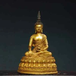 Old Antique Tibetan Buddhism Temple Bronze 24k gilt Amitabha Buddha statue - Picture 1 of 9