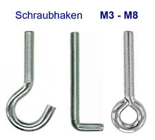 Schraubhaken Hakenschraube Öse Ringschraube L-Haken M3-M8 Gewinde metrisch verz.