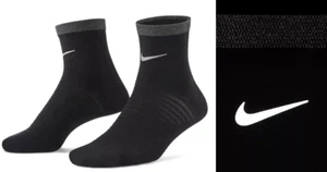 Nike Spark Cushioned Reflective No Show DRI FIT Black Running Socks 2 Pair Set - Picture 1 of 3