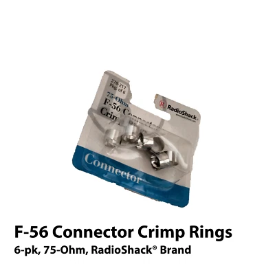 6-pk 75-Ohm F-56 Connector Crimp Rings, RadioShack® Brand 278-217 (in box) - Image 1 of 4