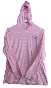 Vineyard Vines Hoodie Girls XL 16 Long Sleeve T Shirt Striped Whale Logo Pink - Picture 1 of 11