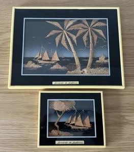 X2 RECUERDO DE MALLORCA CORK DIORAMA 3D FRAMED PICTURES - Picture 1 of 7