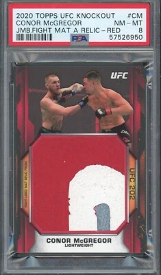 2020 Topps UFC Knockout Conor McGregor Jumbo Mat Relic RED #/8 PSA 8 POP 2 #CM - Image 1 of 3