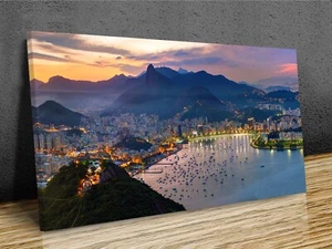 Rio de Janeiro, Brasile alba stampa panoramica su tela montata - Foto 1 di 8
