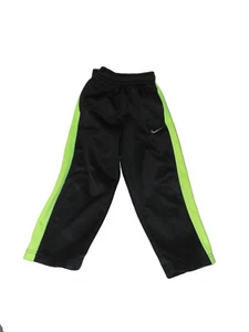 Nike Black Neon Green Pull On Sweatpants 4 Boys - Picture 1 of 5