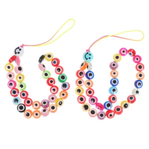 2 Pcs Pearl Eyes Mobile Chain Decorative Wrist Strap Camera Hanging Rope - Photo 1/12