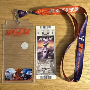 2015 Super Bowl XLIX Ticket New England Patriots Seahawks Tom Brady NFL Lanyard! - Picture 1 of 3