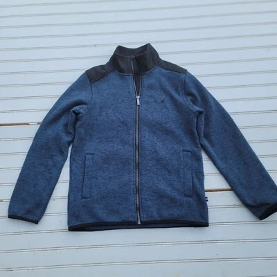 Nautica Performance Nautex Boy Navy Zip Fleece Jacket Teal Blue M (10-12) - Image 1 of 4