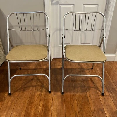 Mid Century Modern Folding Dining Chairs by Airlite Aluminum. Set Of 2. Original - Image 1 of 4