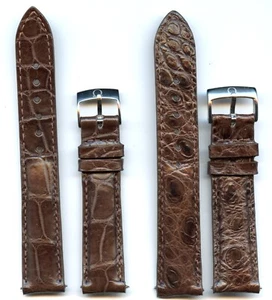 Brown Genuine Alligator Watch Strap 16mm, 17mm, 18mm, 19mm & Steel Omega Buckle - Picture 1 of 5