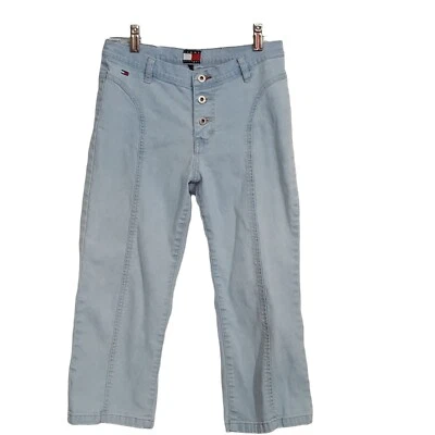 Jeans Capri Feminino Tommy Hilfiger Vintage Y2K Botão Desgastado Fly Cropped 28 - Imagem 1 de 4