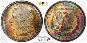 1885 P Toned Morgan $ PCGS MS 64🌈💎Monster PQ Neon Rainbow Toning🌈💎 VIDEO - Picture 1 of 8