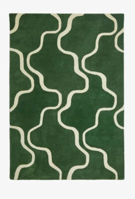 Hand Tufted Green & White Wool Area Rug - Image 1 of 4