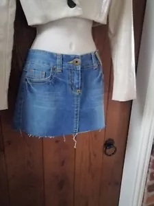 Denim micro mini 12" skirt Size UK12 Waist 30" - Picture 1 of 8