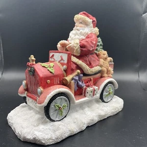 Santa Claus Driving A Car With Bear And Gifts Resin Figurine Christmas Decor - Picture 1 of 10