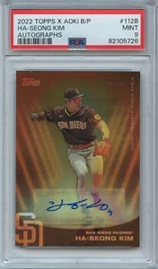 PSA 9 2022 TOPPS X AOKI FIESTA DE BÉISBOL #112B HA-SEONG KIM RC AUTOMÁTICO *CAMISETA#7/25* - Imagen 1 de 2