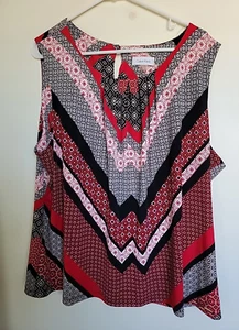 Calvin Klein Shirt Women 3X Pleat Neck Stretch Polyester Tank Pullover - Picture 1 of 3