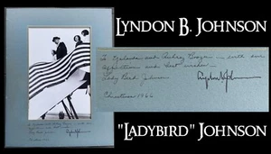 Lyndon B Johnson & Lady Bird Johnson - Fotografía mate autógrafa firmada 1966 - Imagen 1 de 7