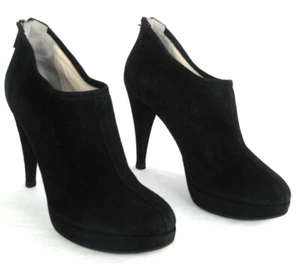 MARINA Rinaldi Boots Heels 11 CM Feet Strong Leather Black Suede 40 Excellen - Picture 1 of 7
