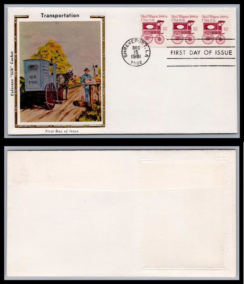 US FDC # 1904 10.9c Hansom Cab  Colorano 3 strip S.Cancel 1982, 9Q1194 - Image 1 of 1