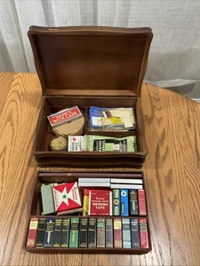 Vtg Dennison's Bookshelf Office Desktop Supplies Mini Book Boxes Wooden Case - Picture 1 of 7