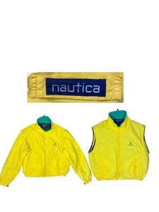 Vintage 90s Y2K Nautica Yellow Jacket/Weste Jacket 100% Cotton 100% Polyester Size M - Bild 1 von 23