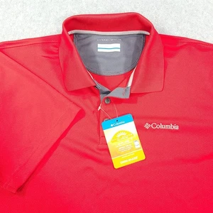 Columbia Utilizer Polo Shirt Mens Medium Mountain Red SS Omni Shade 30 UPF NWT - Picture 1 of 21