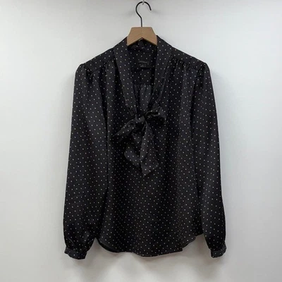 Blusa Pullover Ann Taylor Geométrica Punto Lazo Escote Crepé Negra XL Foto 1 de 4