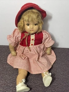 Vintage 1974 Horsman Doll Girl Red Hood Dress Closes Eyes 16” Handmade Signed - Picture 1 of 9