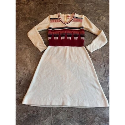 Vestido Suéter R2 Vintage Años 70 RARO USADO EN EXCELENTE ESTADO Talla 9 Manga Larga Mezcla Lana Hong Kong Foto 1 de 4