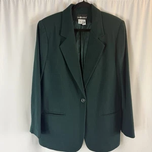 Chaqueta Blazer Sag Harbor Verde Oliva Oscuro 100% Lana Mujer Talla 16 Un Botón - Imagen 1 de 11