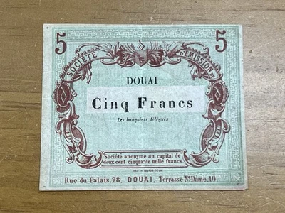 Douai 5 Cinq Francs 5 Paper Money Rue Du Palais - Image 1 of 2