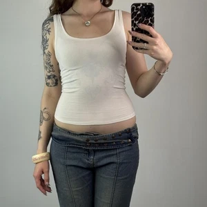 Camiseta sin mangas Skims blanca acanalada ajustada cuello redondo elástica - Imagen 1 de 8