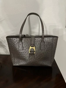 Borsa a tracolla Dooney & Bourke piccola Shannon PEWTER in pelle di struzzo grigio. - Foto 1 di 7
