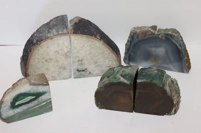 Quartz, Crystal & Agate as Bookends or Slabs, 7-pcs, 19 lbs. - Chips on Edges - Image 1 of 4