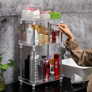 3 Tier Acrylic Clear Bathroom Organizer Countertop Counter Vanity Tray Corner... - Picture 1 of 5