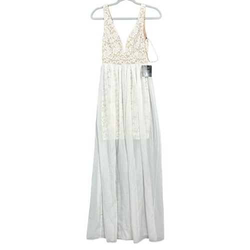OFF WHITE Maxi abito donna Lulus Make Way for Wonderful Off White pizzo XS DJ18188B NUOVO
