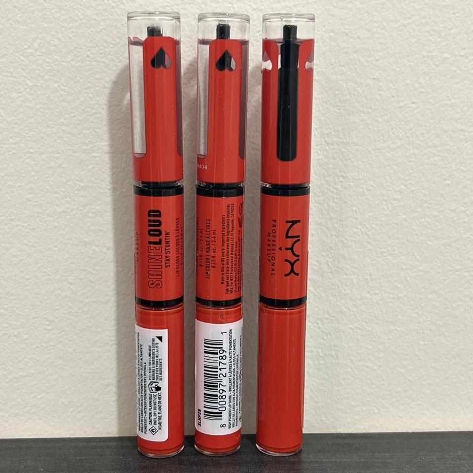 3 x NYX блеск громкий высокий блеск длинный последний жидкая помада остаться трюк красный новый - Изображение 1 из 1